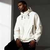 Men's Classic Raincoat with Adjustable Hood and Zip Closure
