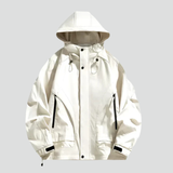 Men's Classic Raincoat with Adjustable Hood and Zip Closure