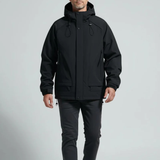 Men's Classic Raincoat with Adjustable Hood and Zip Closure