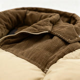 Men's Dual-Fabric Puffer Jacket with Corded Accents