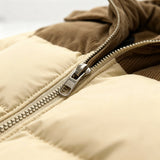 Men's Dual-Fabric Puffer Jacket with Corded Accents