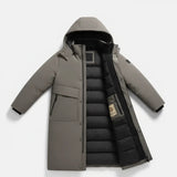 Men's Long Hooded Puffer Jacket with Extended Design