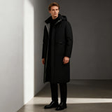 Men's Long Hooded Puffer Jacket with Extended Design