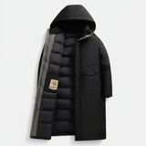 Men's Long Hooded Puffer Jacket with Extended Design