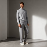 Men's Minimal Half-Zip Sweater with Structured Knit Design