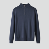 Men's Minimal Half-Zip Sweater with Structured Knit Design