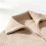 Men's Ribbed Knit Turtleneck Sweater with Zip Closure