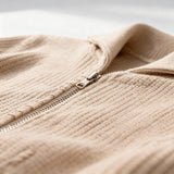 Men's Ribbed Knit Turtleneck Sweater with Zip Closure