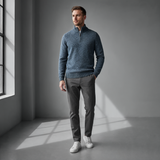 Men's Textured Knit Half-Zip Sweater with High Collar