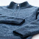 Men's Textured Knit Half-Zip Sweater with High Collar