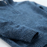 Men's Textured Knit Half-Zip Sweater with High Collar