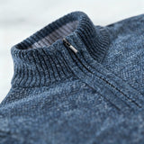 Men's Textured Knit Half-Zip Sweater with High Collar