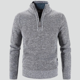 Men's Textured Knit Half-Zip Sweater with High Collar