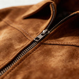 Men's Vintage Zip-Up Jacket with Suede-Style Finish