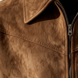 Men's Vintage Zip-Up Jacket with Suede-Style Finish