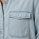 Women’s Relaxed Chambray Denim Shirt with Curved Hem