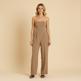 Women's Strapless Jumpsuit with Flowing Wide Legs